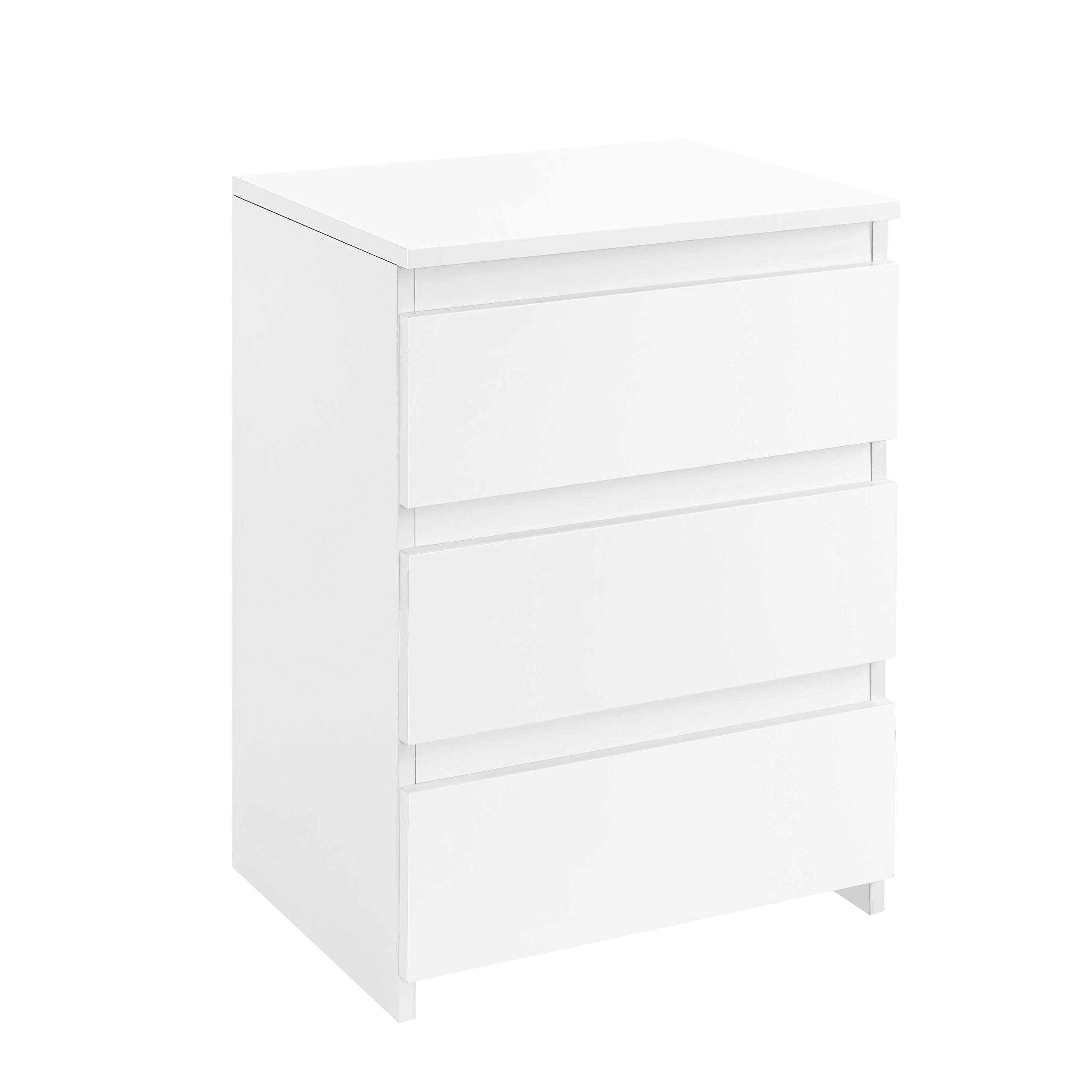 Buy Yaheetech Wooden Nightstand, White Bedside Table with 3 Drawers