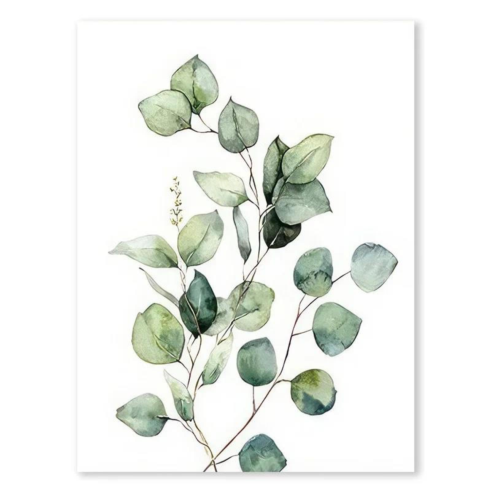 SHINERING 1Pc Green Leaves Posters Prints Minimalist Canvas Painting Wall Art Home Decor A6 21X30Cm Unframed