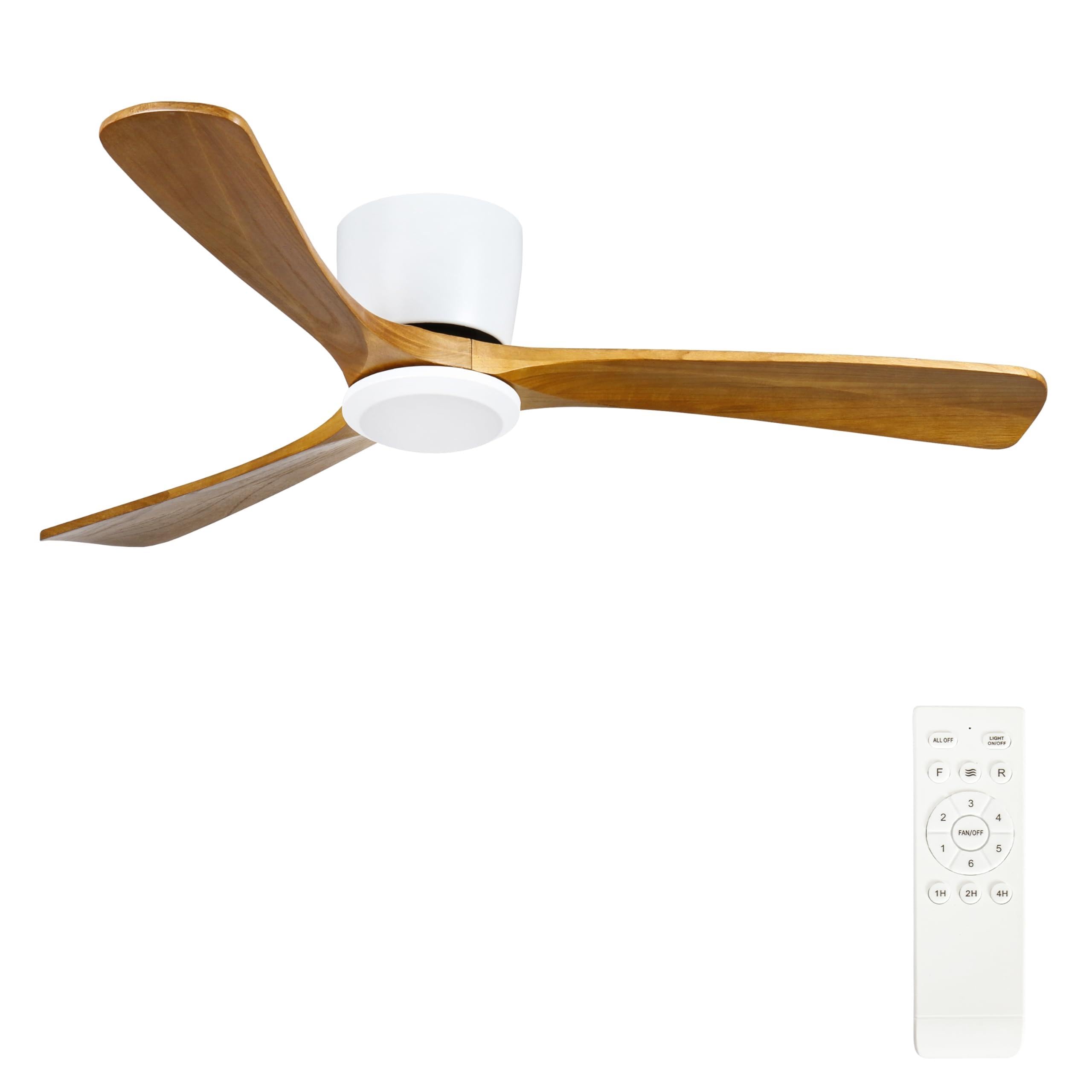 Photo 1 of 42 Inch Ceiling Fan No Light, Low Profile Ceiling Fan with Remote Control,3 Blade, 6 Speeds Reversible DC Motor, Modern Wood Flush Mount Ceiling Fan Without Light for Bedroom, Living Room, Patio
