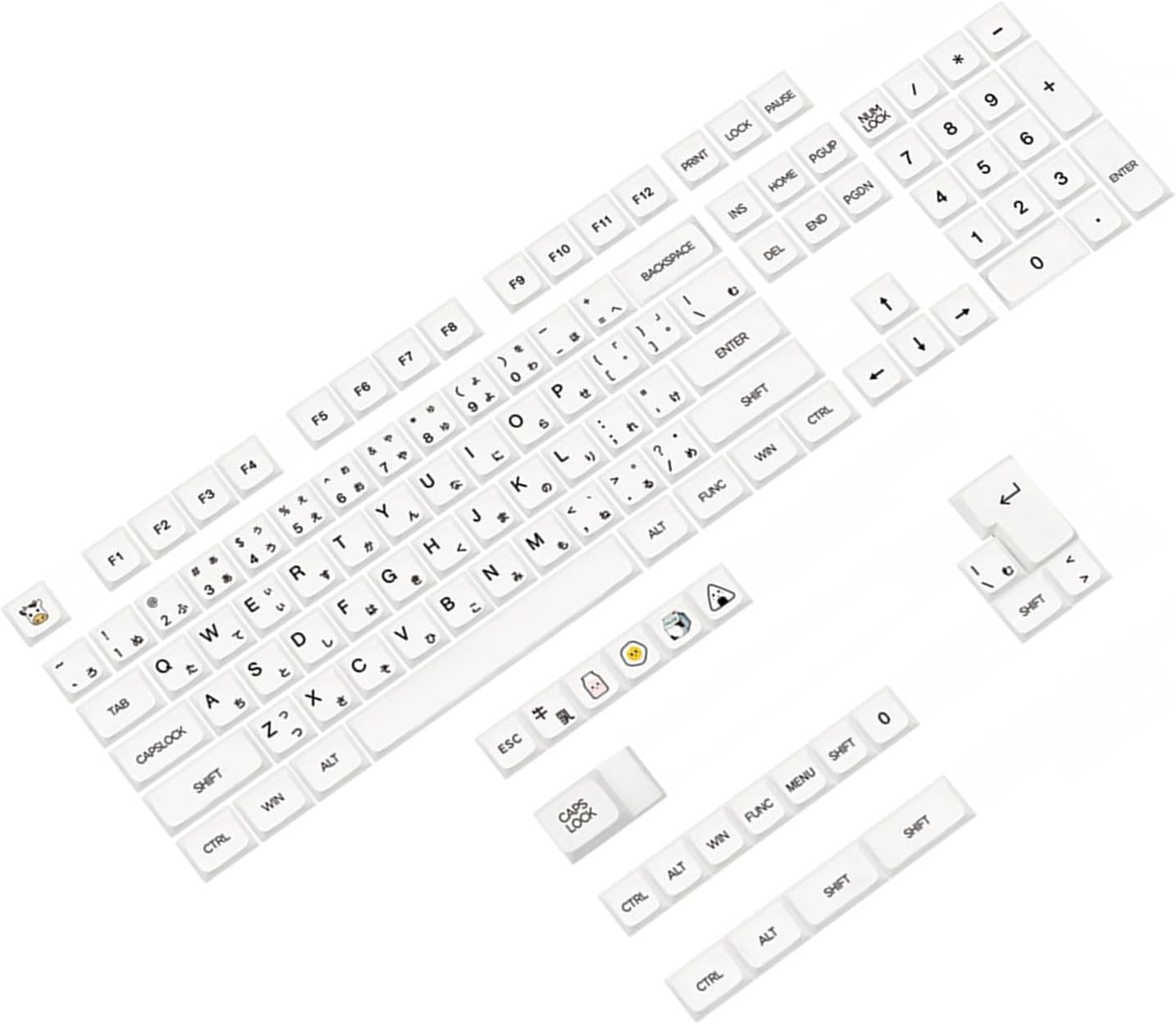 Minimalists White Keycaps Japanese Aesthetics Keycap Set 126PCS for Mechanical Keyboards Minimalist White Keycaps