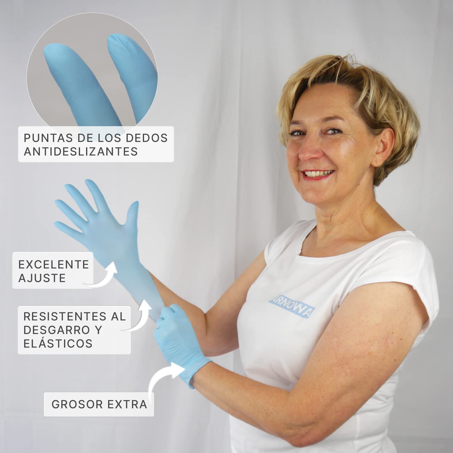 1000x ARNOMED® Guantes nitrilo talla L Azul Claro, Guantes desechables quirurgicos y laboratorio, Luvas nitrilo descartaveis sin polvo y látex, Manoplas nitrilo en XS, S, M, L, XL, XXL