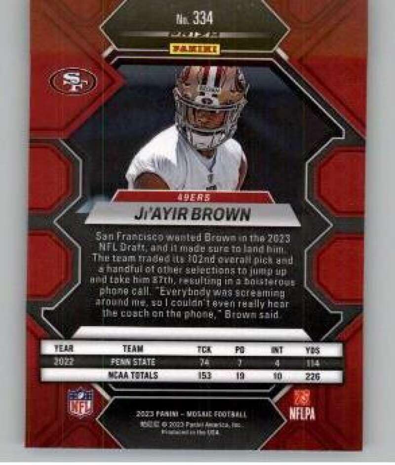 Amazon.com: 2023 Panini Mosaic #334 Ji'Ayir Brown RC Rookie San