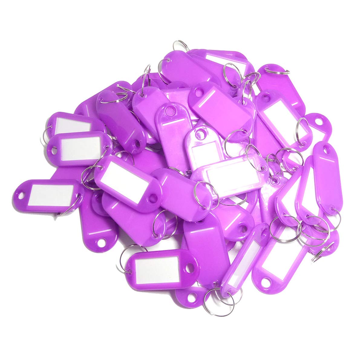 Toolstar Purple Key Labels, 100Pcs Key Id Tags Key Labels Tags Plastic Key Tags, Tags With Key Rings As Key Fobs Luggage Pet Name Memory Stick Tags Keyring (Purple)