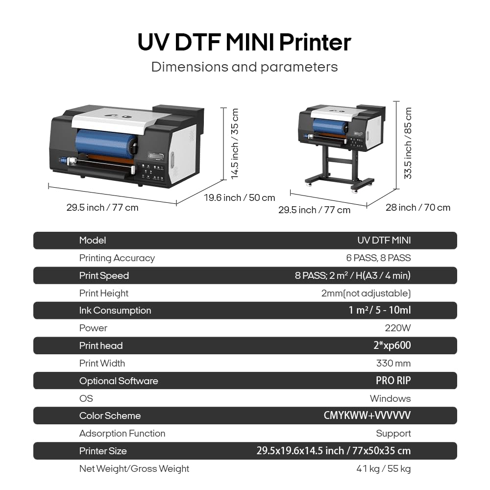 Procolored VF13Pro Stampante UV DTF 2 in 1 per Stampa e Laminazione di Adesivi, Doppia Testina XP600, Stampante UV Compatta per Trasferimenti su Tazze, Vetro, Metallo, Legno e Plastica