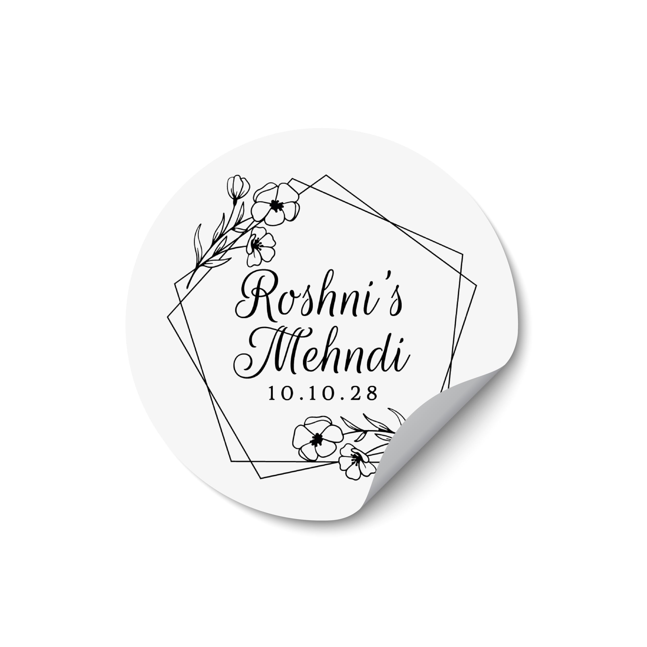 Mehndi Welcome Bag Stickers Wedding, Party Bottle Labels Custom, Gold Foil Wedding Treat Bag Stickers, Round Party Thank You Label Stickers - ZZ20