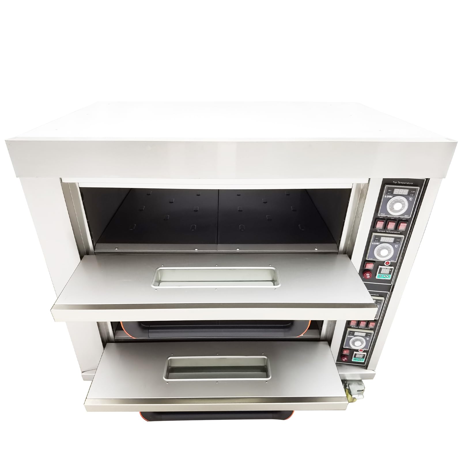 HQHAOTWU Commercial Movable Double-Decker Pizza Electric Oven Commercial Pizza Oven Countertop Multipurpose Indoor Pizza Oven 220V 13.2KW