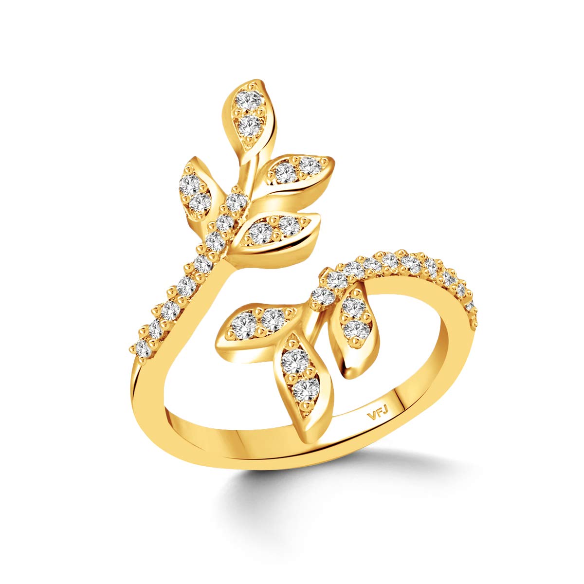 VFJ Vighnaharta valentine day gift valentineday gift for her gift for him gift for women gift for men FASHION JEWELLERY Decent Leaf Root CZ Gold Plated Alloy Adjustable, Free Size Ring for Women [VFJ1549FRG] (B08TC92C62) Amazon Price History, Amazon Price Tracker
