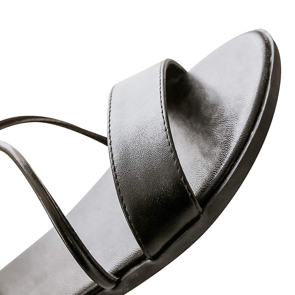 amropi Donna Incrociato Estate Open Toe Caviglia Cinghia Piatto Sandali
