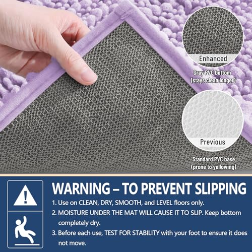Image of Arotive Luxury Bathroom Ruuner Rugs 47x24, Extra Soft Thick Absorbent Shaggy Chenille Bath Rugs, Machine Wash Dry, Bath Mats for Bathroom Floor, Tub and Shower, Home Decor Accessories, Light Purple