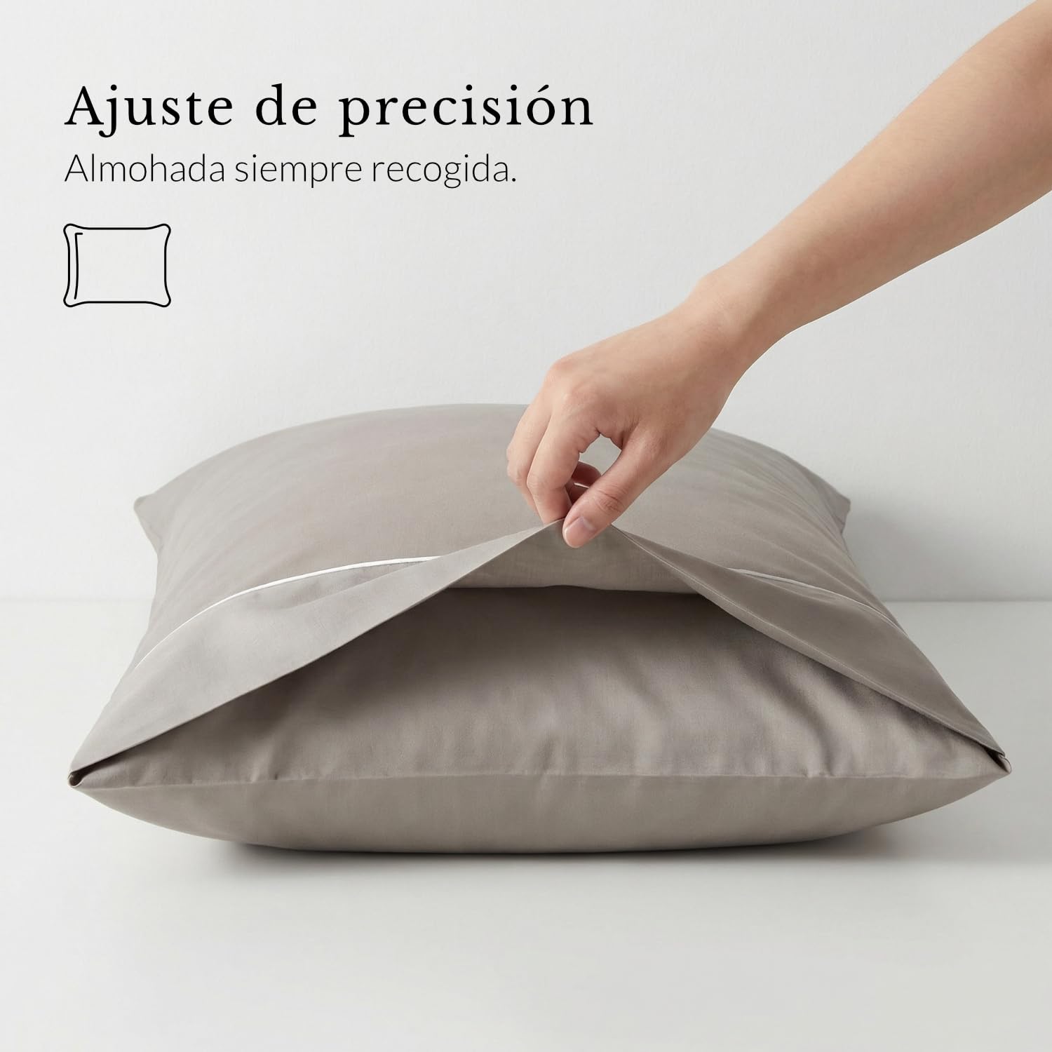 Flow – Pack 3 Juego de Sabanas Percal – Sabana Bajera 135x200x30 Cm Grey – Sabana Encimera 210 x 280 Cm y Fundas Almohadas 45 x 135 Cm, 100% Algodon Fresco 180 Hilos, Oeko-Tex®