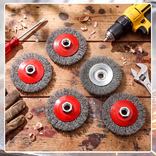 Image of Bokon 8 Pack 4 Inch Coarse Crimped Wire Wheel for 4 1 /2 Angle Grinder with 5 /8 Inch-11 Threaded Arbor - 0.014 Inch Carbon Steel Wire for Rust, Corrosion, Paint Removal