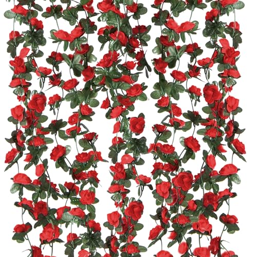 Criveple Lot de 6 Guirlandes Roses Artificielles 49FT Lierre Artificial Guirlande Vignes Suspendus Fleurs en Soie pour DéCoration Arche de Mariage Maison Jardin FêTe...