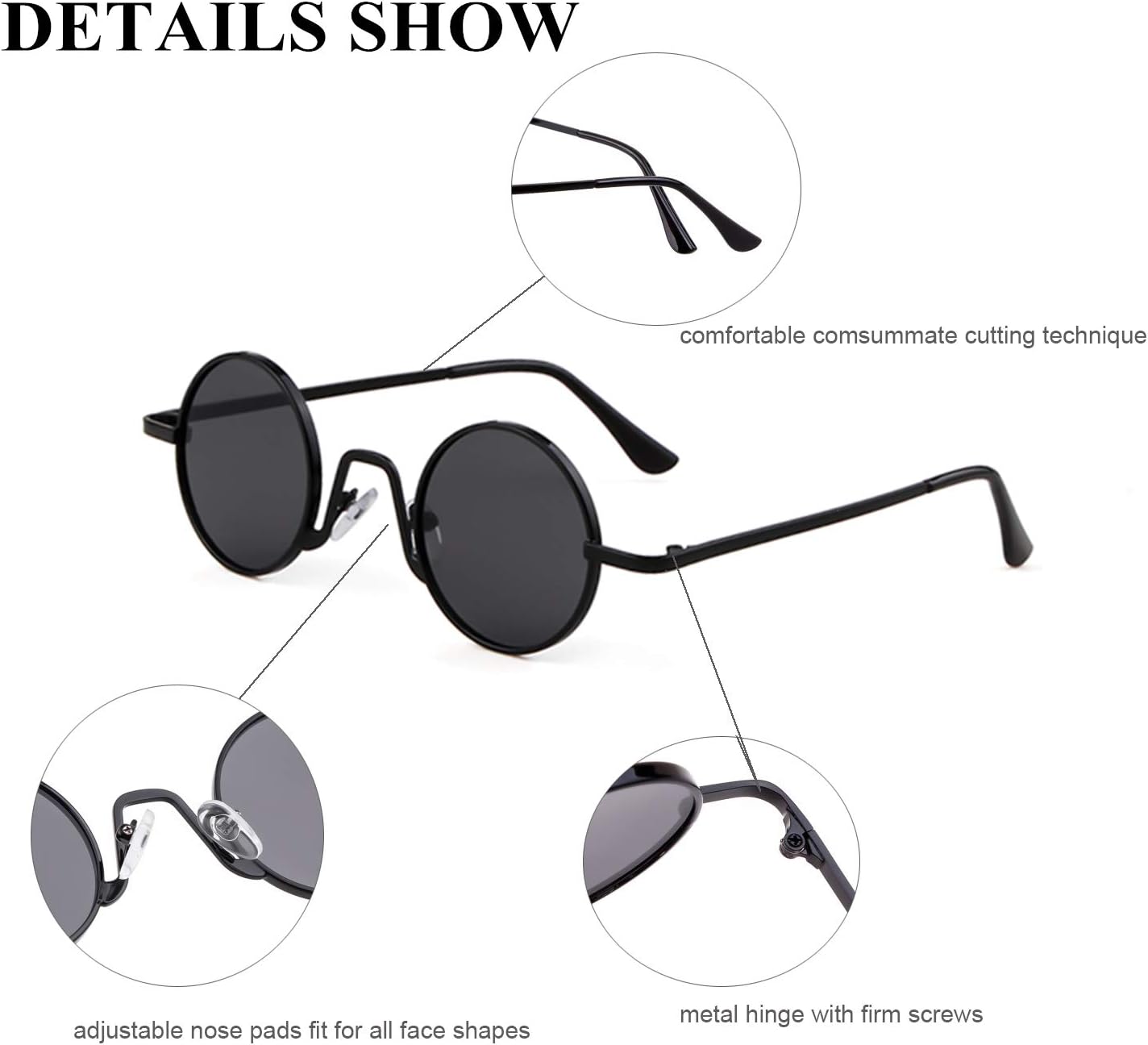 SORVINO Retro Small Round Sunglasses for Men Women Vintage Style Metal Frame - Image 6