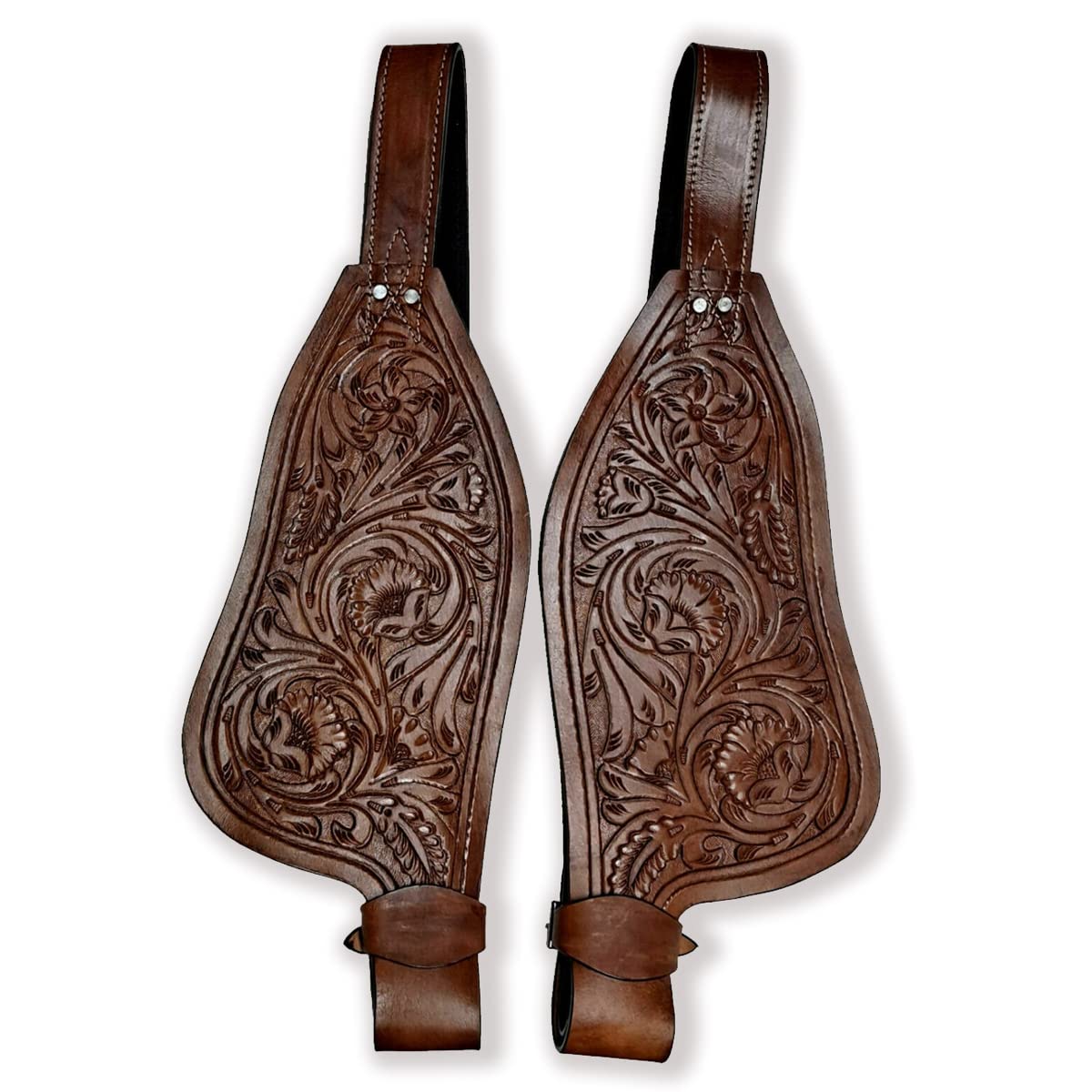 Cavallo Western Adulto Tooled Vera Pelle di Ricambio Parafanghi Sella Fatto a Mano Venduti in Coppia ME-WSF-019