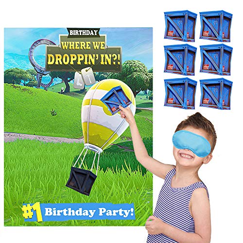 TOYOYO Video Game Party Games for Birthday Party, Video Game Party Supplies Decorations for boys Include a Large party poster and 24 Supply Drop Box Stickers