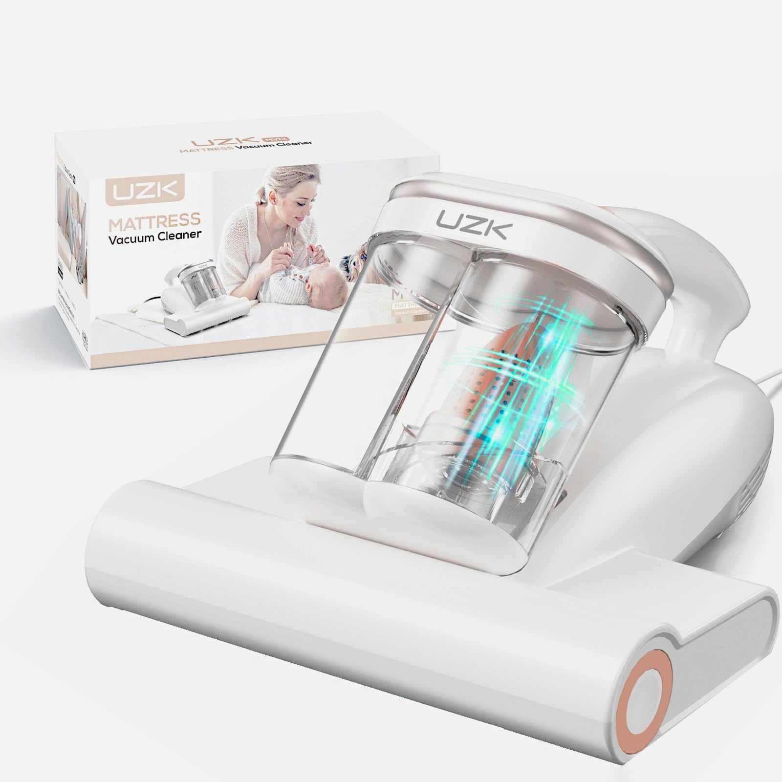 Photo 1 of Bed Vacuum Cleaner Mattress Vacuum Cleaner,16Kpa Powerful Handheld Vacuums with UV-C Light & Double Dust Cup & High Heating & Ultrasonic & HEPA Filter for Bed Sofa(Corded,Paper White)