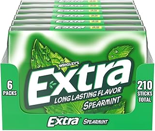 EXTRA Spearmint Sugar Free Chewing Gum, Bulk Gum Packs - 35 Sticks (Pack of 6)