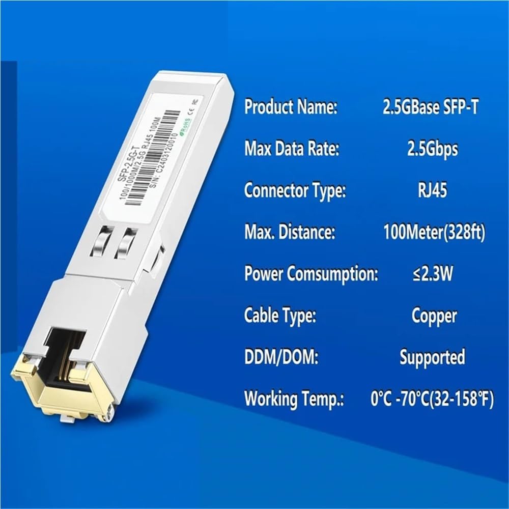 Émetteur-récepteur de fibre du port 100M module 2.5G RJ45 cuivre SFP