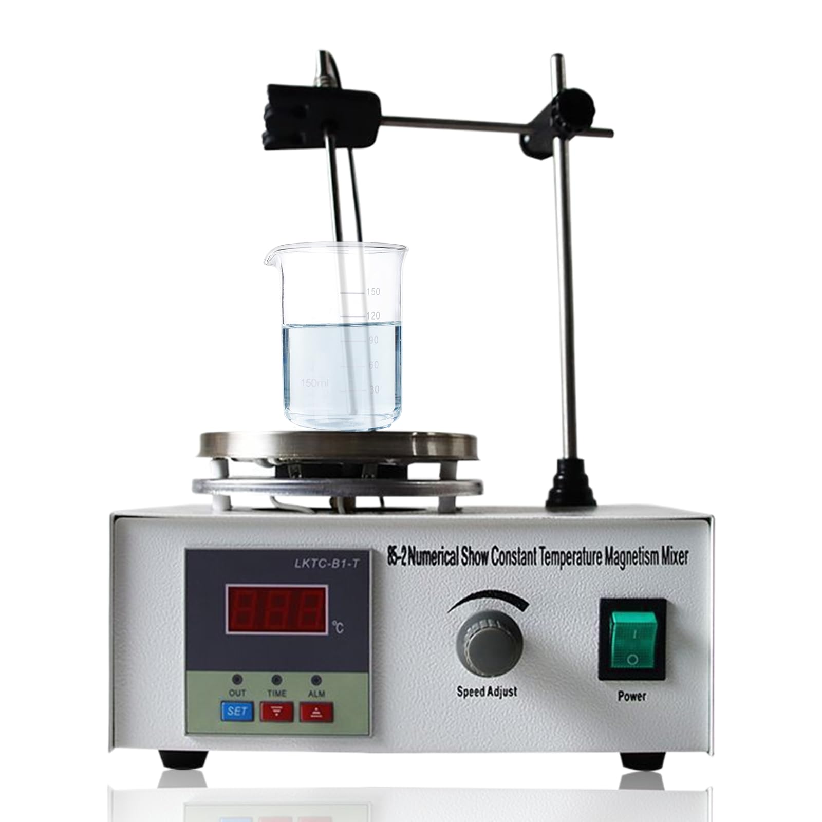 Mieszadło magnetyczne o pojemności 1000 ml, laboratoryjny mikser z płytą grzejną z cyfrowym wyświetlaczem LED, 1 mieszadłem / 1 czujnikiem temperatury, 0-2400 obr./min Bezstopniowa regulacja