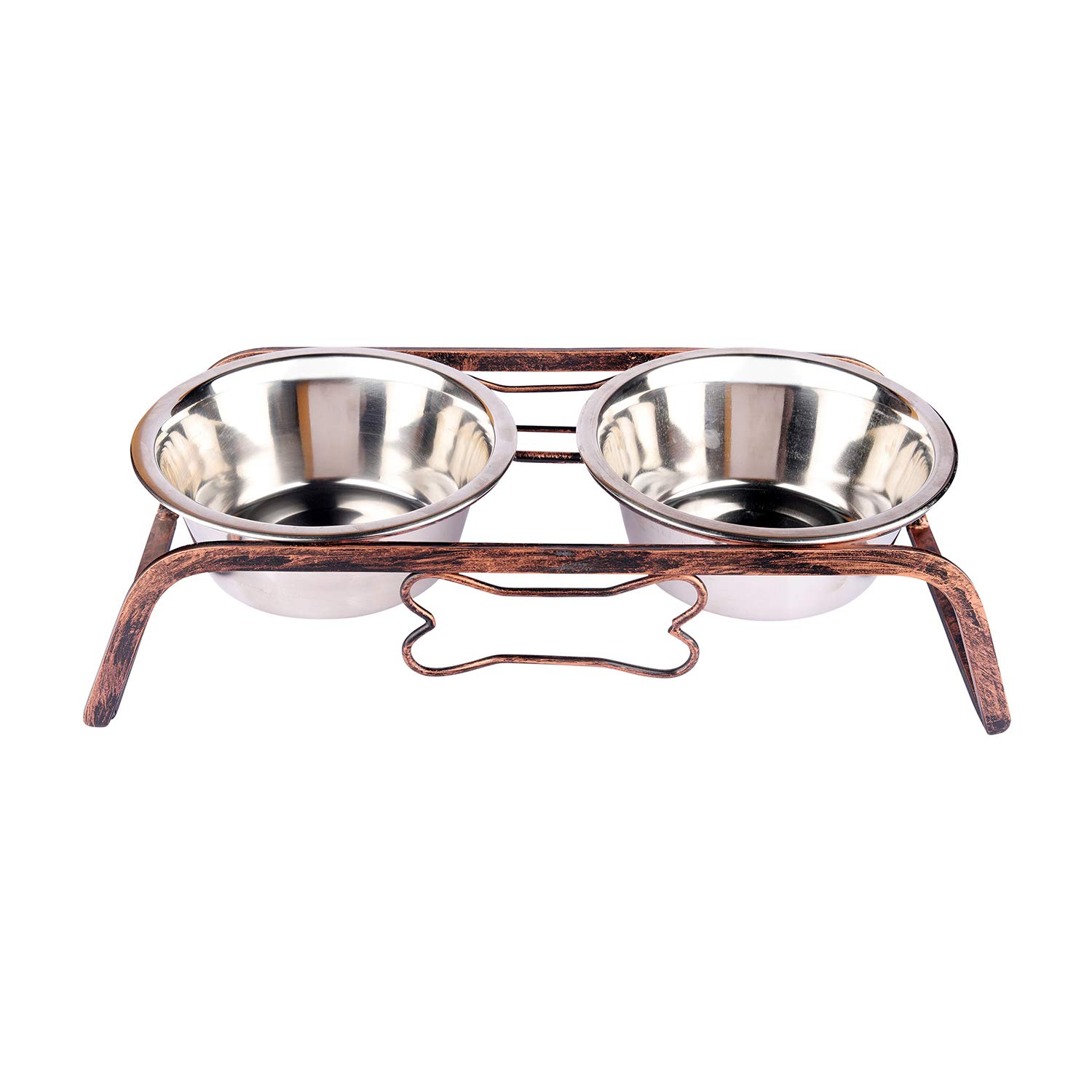 NAAZ PET SUPPLIES Stainless Steel Wrought Iron Dog Bowl Stand Collection Rustic Bone Diner Food and Water Bowls with Iron Stand for Medium Size for Dogs and Cats (900ml X 2) (B07Z3TP89N) Amazon Price History, Amazon Price Tracker