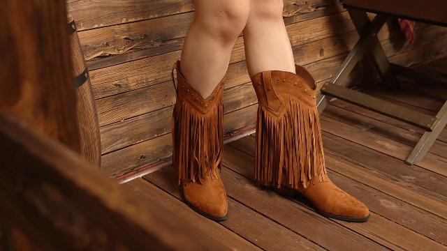 SheSole Women Fringe Western Boots Cowgirl Wide Calf Black US 6
