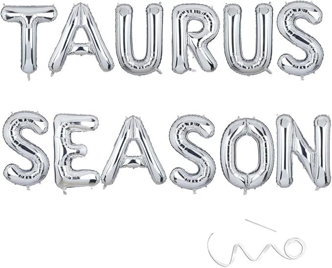 Taurus Season Banner, Zodiac Astrology Birthday Party Decorations, April May Birthday Banner,Silver Balloon,16inch
