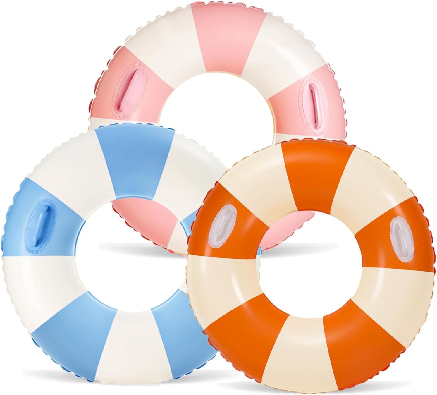 3 pcs Large Swim Ring with Handles for Adults,35 Inch Classic Striped Pool Inner Tubes,Inflatable Pool Floats,Pool Floaties Adult Size for Summer Pool Party Beach