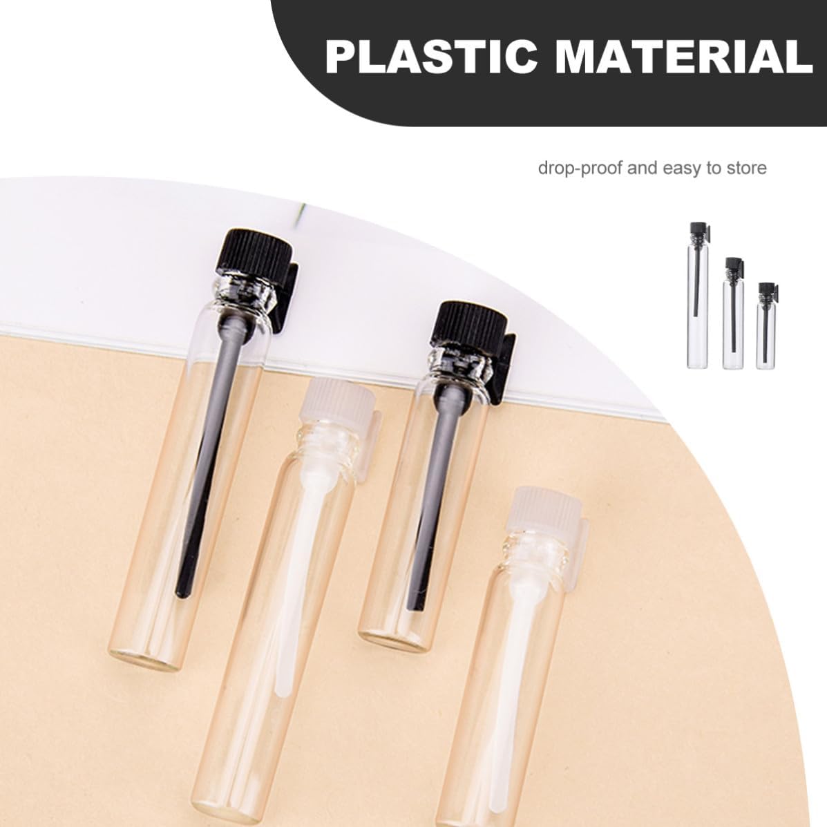 Hemoton Reusable Black 2ml Perfume 1ml Bottles 150pcs Sample 3ml Plastic Trial Tube Containers Test and Convenient to Carry for Traveling