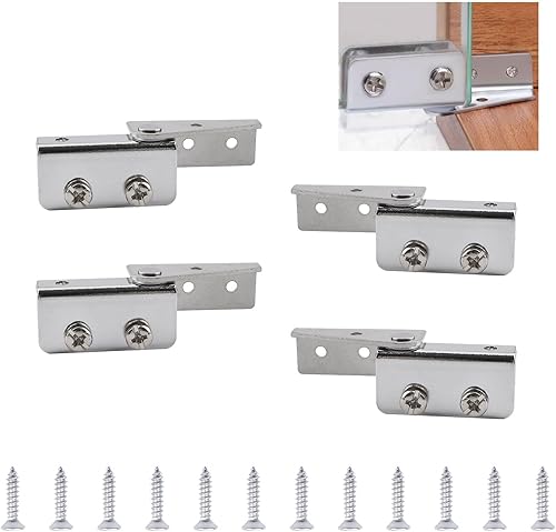 UFURMATE Bisagra de puerta de cristal, 2 pares de bisagras de pivote de puerta de vidrio montadas en el lado de acero, sin marco, abrazadera