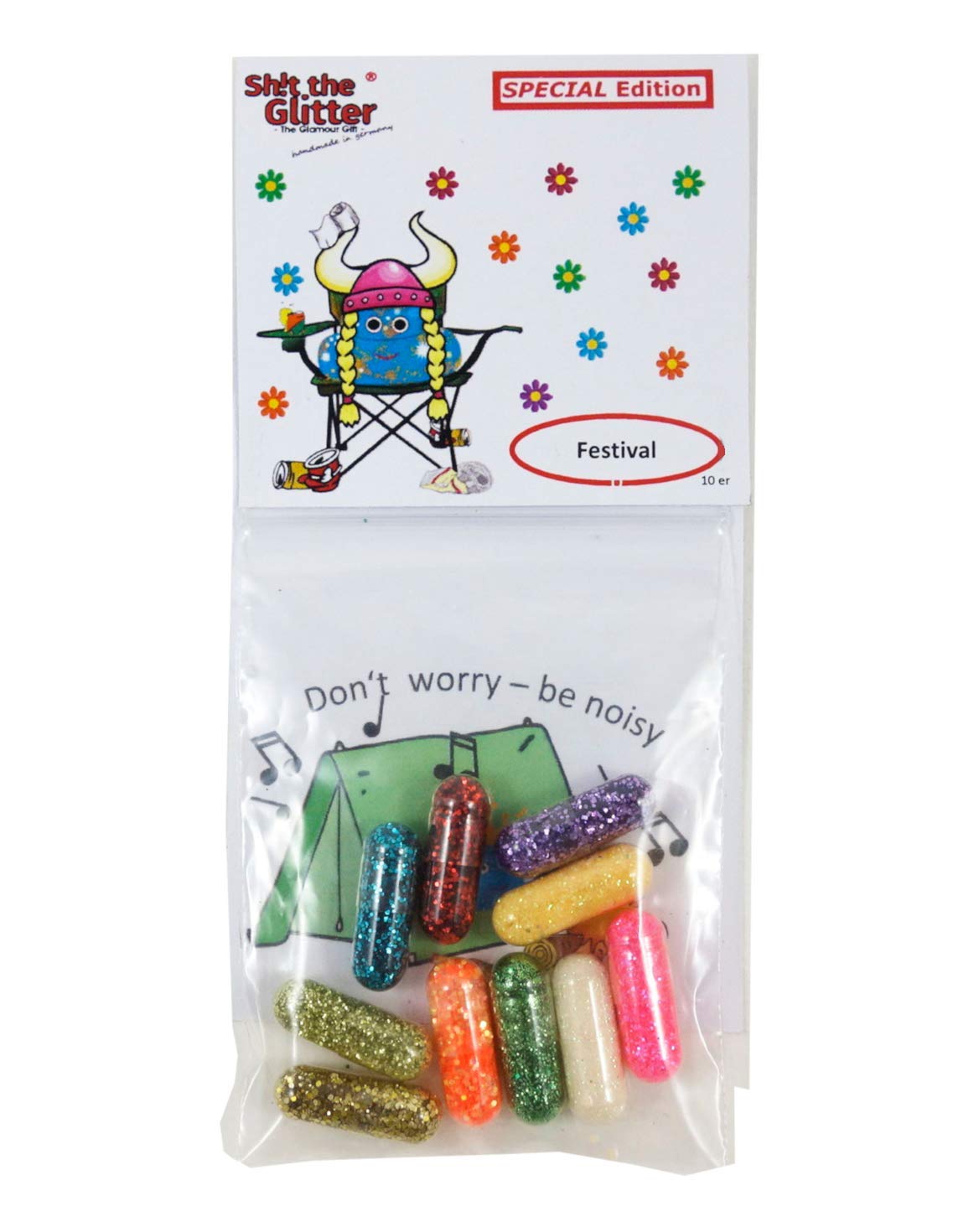 Shit the Glitter (- The Original -) - Festival One (8 Pills) for Summer of Your Life. Make loo More Colorful, Motivation Helper, Funny Fun Article, Festival Fun, Beauty Product, joke itms (