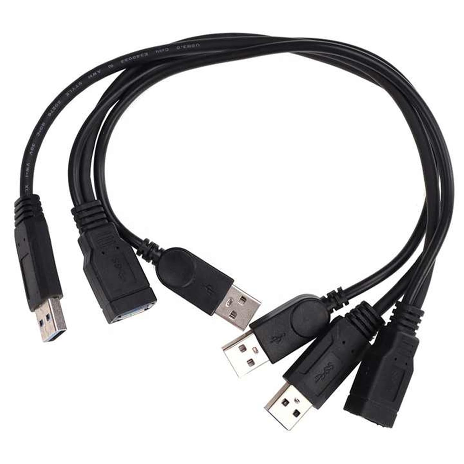 ALINNA Lot de 2 câbles d'extension USB 3.0 femelle vers double USB mâle pour disque dur mobile 2,5" Noir
