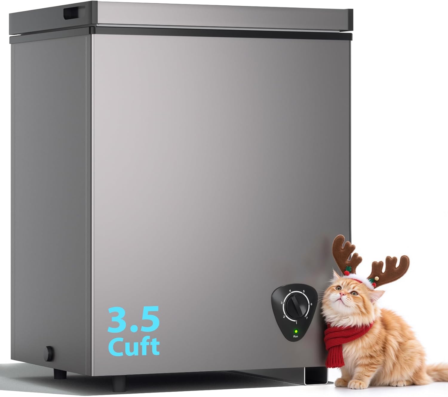 LifePlus Chest Freezer 3.5 Cubic Feet with Removable Basket and Fast Cooling, Small Deep Freezer, Adjustable Temperature, Energy Saving, Low Noise,Top Open Door Compact Freezer for Kitchen Garage