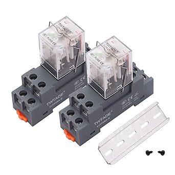 TWTADE/2PCS DC 12V Electromagnetic Power Coil Relay 10A 8 Pins 2DPT 2NO 2NC with Indicator Light and Socket Base -YJ2N-LY