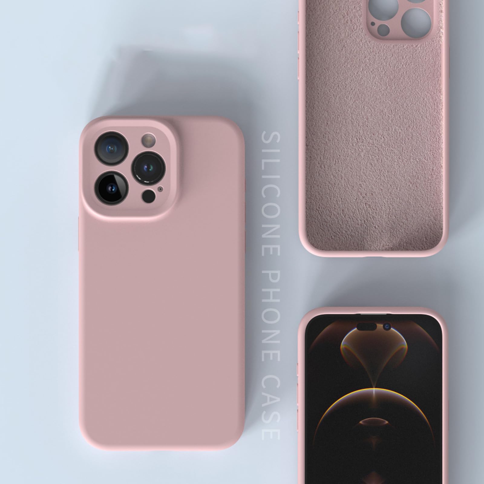 LXURY Ultra cienkie etui na iPhone'a 15 Pro Max/15 Pro/15 Plus/15, oryginalne etui z płynnego silikonu z ochroną obiektywu aparatu fotograficznego, miękka osłona premium, białe, 38 cm