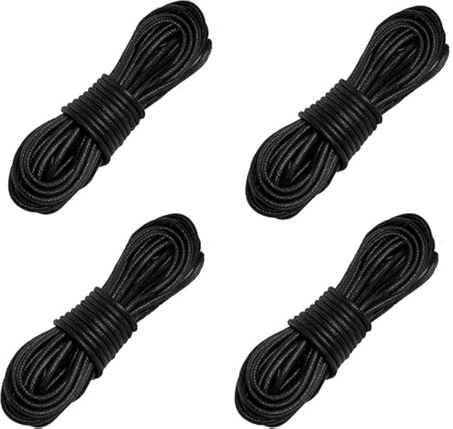 Black Boot Laces, Waxed Round Shoe Laces, 2 Pairs Cotton Materials Wax Layer Weaving Practical Waterproof Shoelaces, Suitable for Oxford Shoes, Boat Shoes, Spectator Shoes