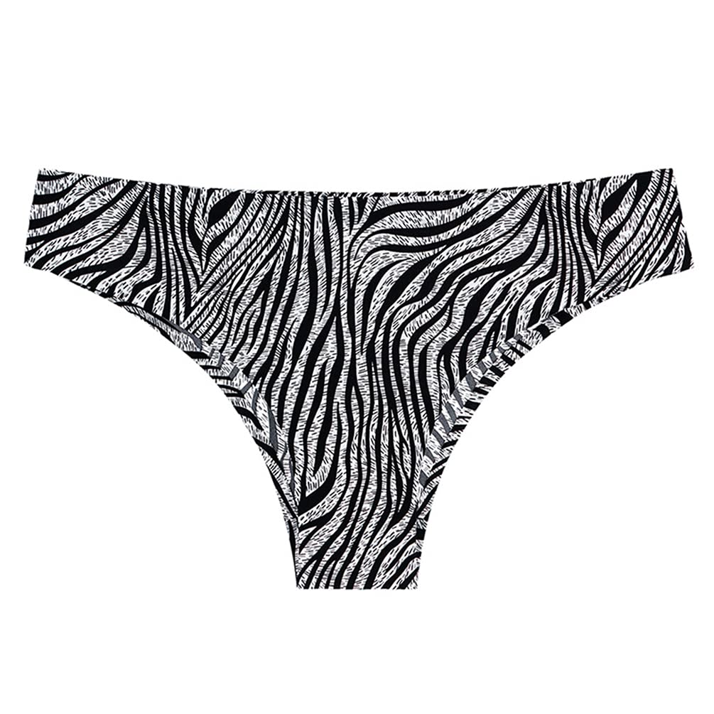 Womens Thongs Silk Leopard Print Thongs Sexy Seamless G Strings Tanga Low Rise Panties Underwear