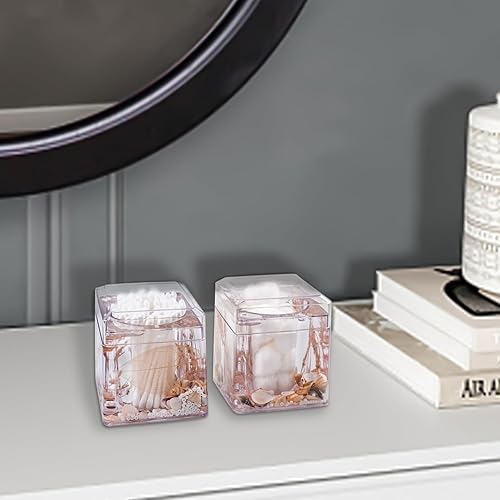 Miniatura 7 de Tarros de almacenamiento de baño Decoración de flores secas Tarros de baño Accesorio de tocador de baño, soporte de bolas de algodón, accesorios de