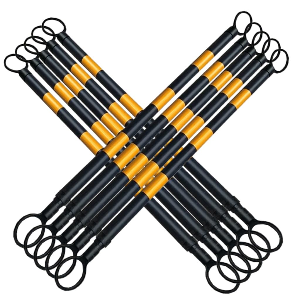 SGKOMN Adjustable Traffic Cone Barrier - 16 Pcs Reflective Retractable Security Divider, 47-78 Inch Temporary Warning Cone with Yellow & Black Sheeting for Outdoor Safety &, Yellow and Black-10pcs