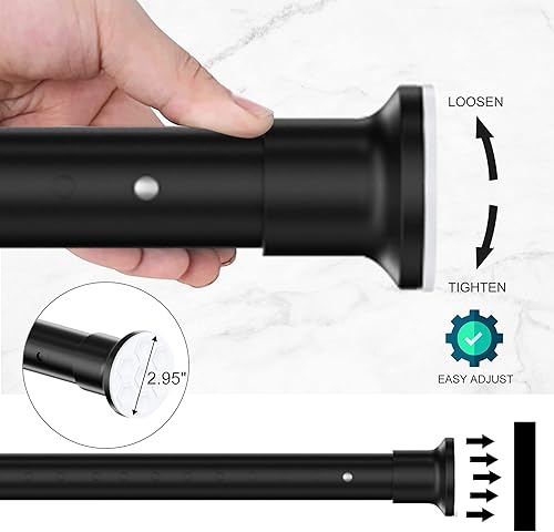 Miniatura 4 de Barra de cortina de tensión para ventana, sin taladro, resistente a la corrosión, extensible de 43 a 83 pulgadas, muy segura, barra de tensión