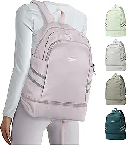 coofay Gym Backpack For Women Waterproof Backpack With Shoe Compartment Lightweight Travel Backpack Workout Sports Backpacks Large Gym Bag