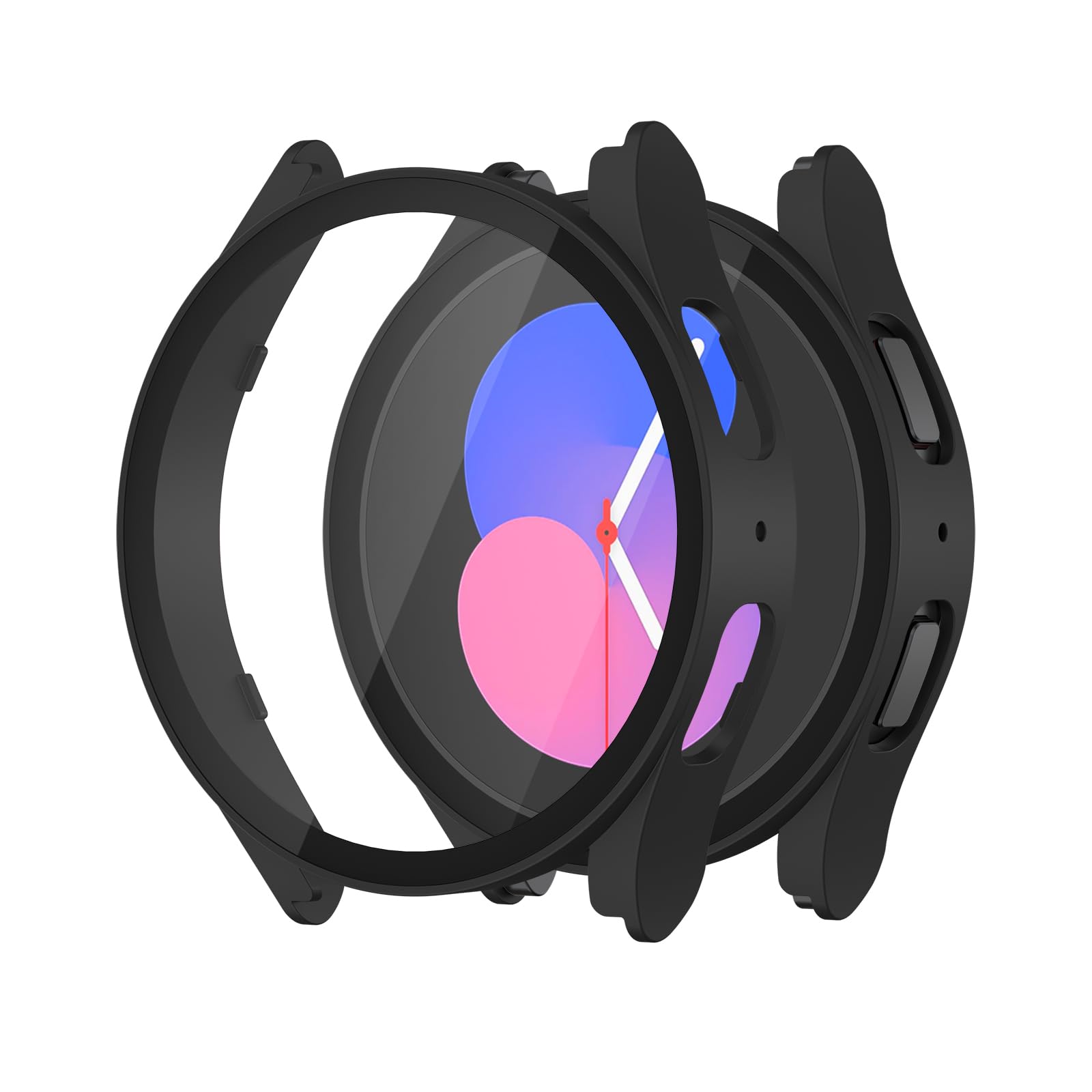 Tobfit PC Case Cover with Attached Screen Protector for Samsung Galaxy Watch 5 Soft Clear Screen Protector Cases, Full Guard Cover, Anti-Scratch and Shockproof Cover for Galaxy Watch 5 (44mm, Black)