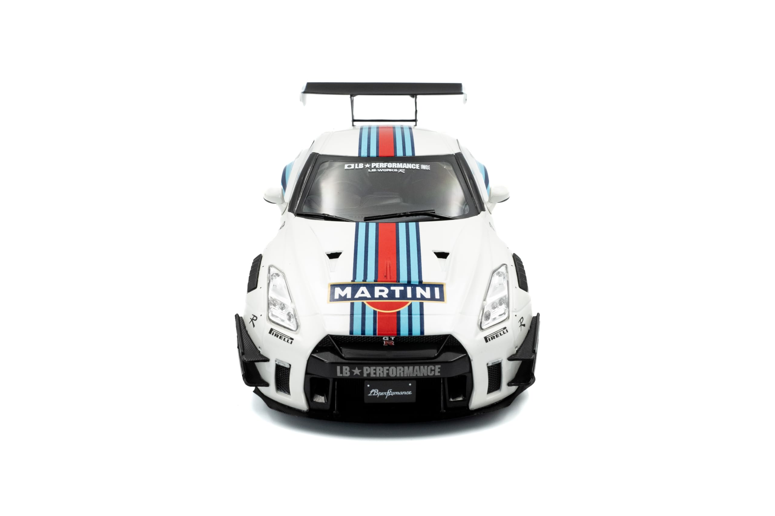 Solido Nissan GT-R R35 Liberty Walk 2.0 - Estremamente tonificato JDM Racer, Martini, Kit Corpo Ampio, Diecast modellino Auto, Bianco, 1:18