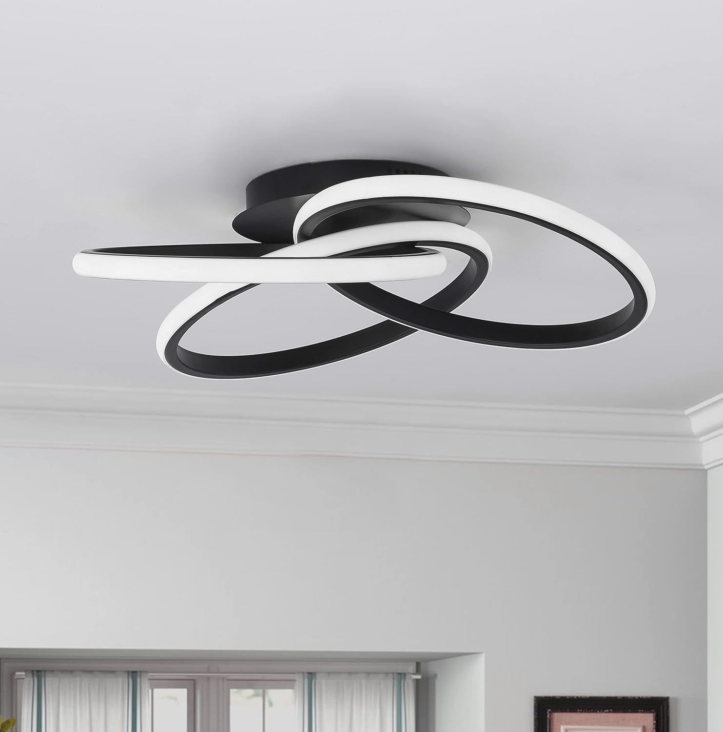 Lampa Sufitowa Dimbare led-plafondlamp met onregelmatige ring Modern dicht bij plafondlamp met acrylkap Semi-inbouw hanglamp voor woonkamer slaapkamer eetkamer hal Biuro