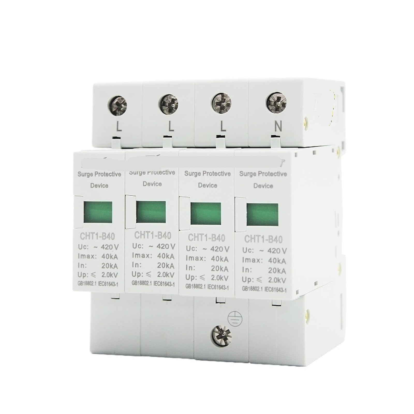 Disyuntor CHT1-B40 AC SPD 4P 20KA ~ 40KA Protector contra sobretensiones doméstico Montaje en riel Din Dispositivo pararrayos de protección rayos for sistema fotovoltaico