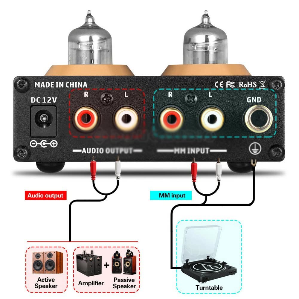 Préampli de Platine Vinyle de scène Phono, préamplificateur à Tube sous Vide Audio stéréo