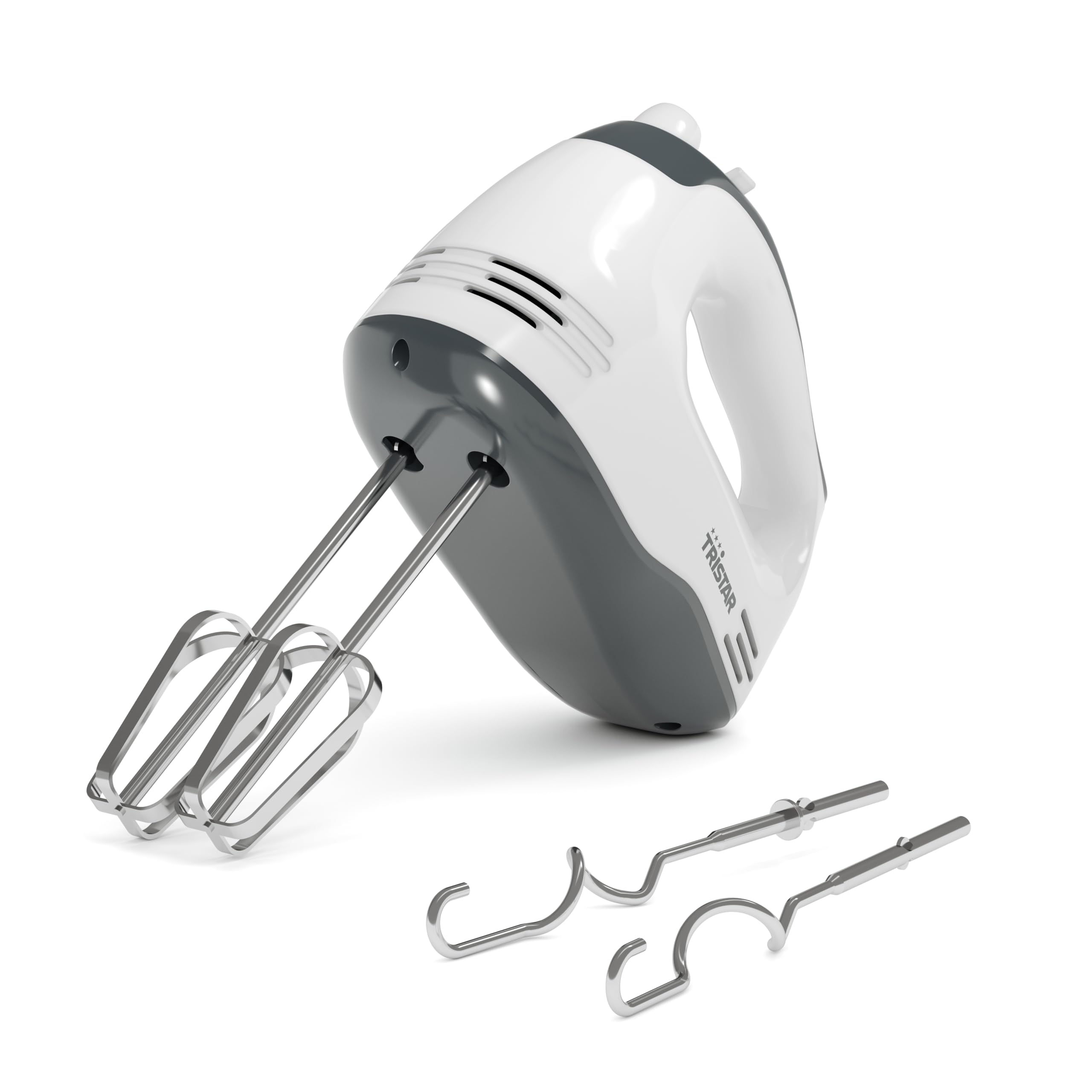 Tristar Handmixer, 5 Geschwindigkeitsstufen, 200W, Ergonomisch, Edelstahl-Rührbesen und Knethaken, Spülmaschinengeeignete Teile, BPA-frei, Mit Auswurftaste, Kompakt und Praktisch, MX-4203