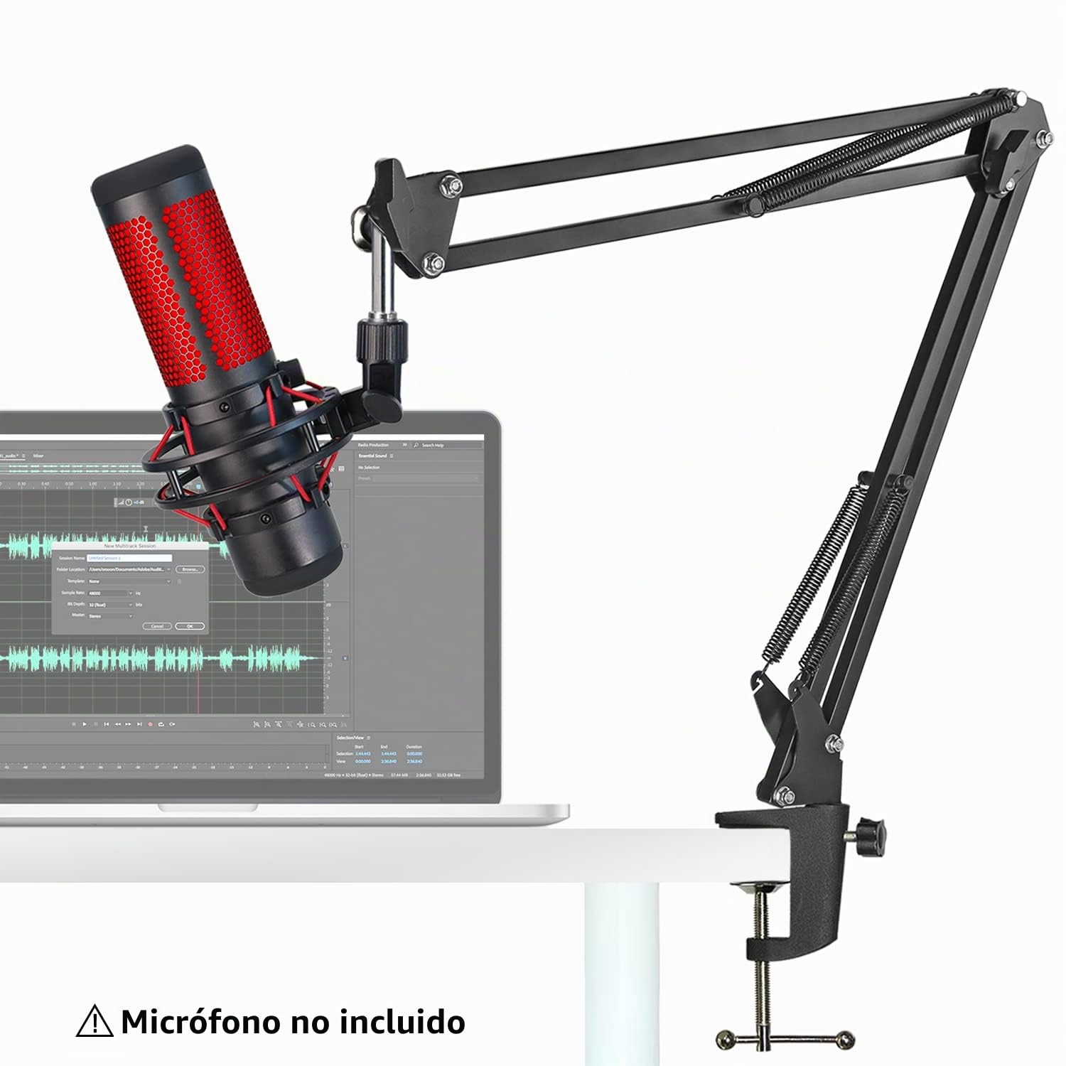 YOUSHARES Brazo de Micrófono Boom Arm: Compatible con HyperX QuadCast/S/SoloCast, Fifine K688/AM8/, Rode PodMic, Shure SM7+, Blue Yeti, Razer Seiren, Soporte de Microfono Mesa para Gaming, Streaming