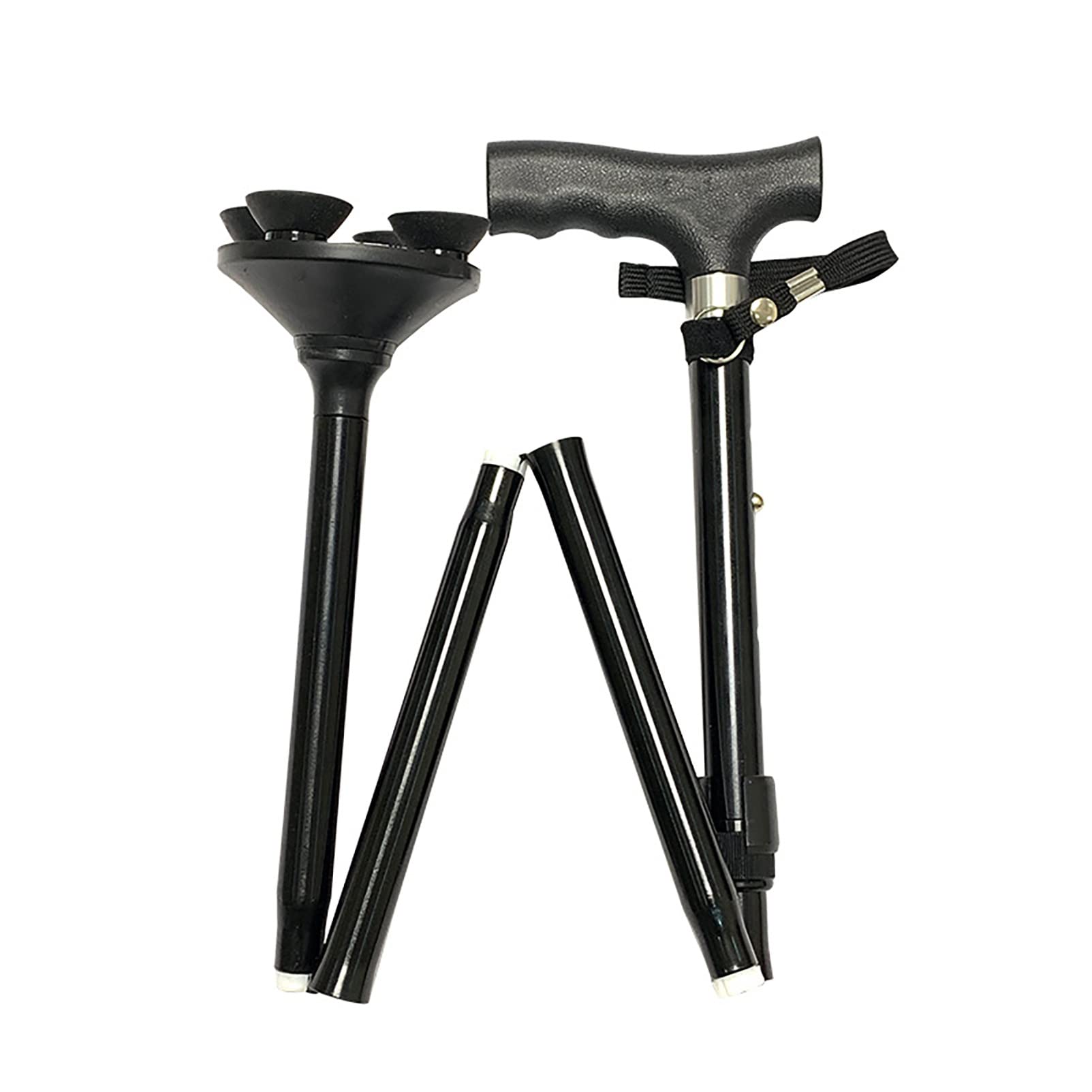 Stampelle pieghevoli a 4 sezioni piccole a quattro gambe in lega di alluminio Stampelle per anziani Canna multifunzionale regolabile Lucky Star