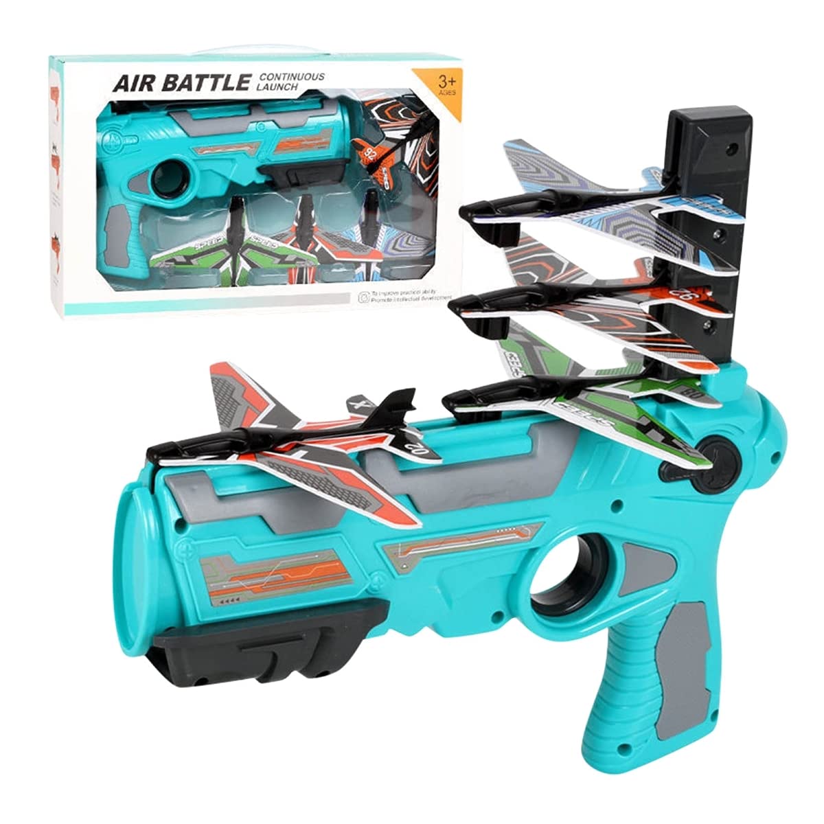 Catapult Plane Ejection Foam Aircraft Air Battle One-Click Ejection Model Glider Model Launchers Kid Toy Indoor Outdoor Toys (Blue)