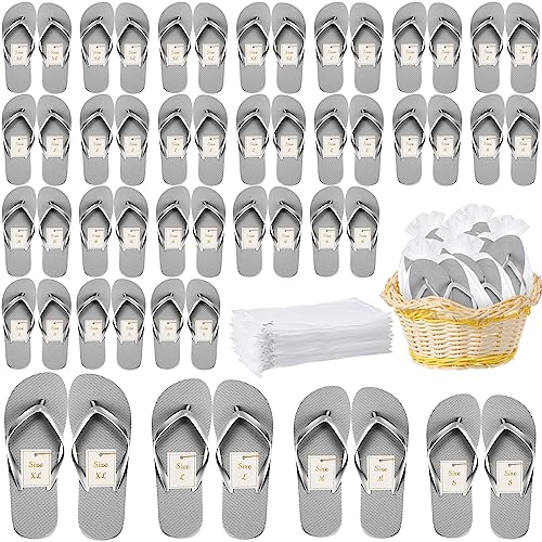 Image of Unittype Flip Flops Bulk for Wedding Guest Slippers Wedding Flip Flops with Cards Bags for Pool Beach Party